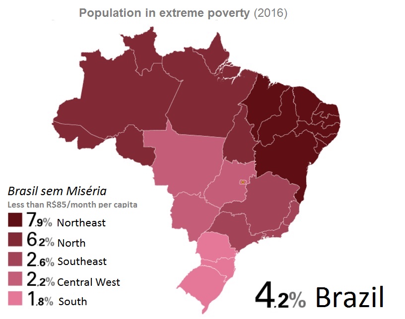 One fourth of the population lives on less than R$387 a month