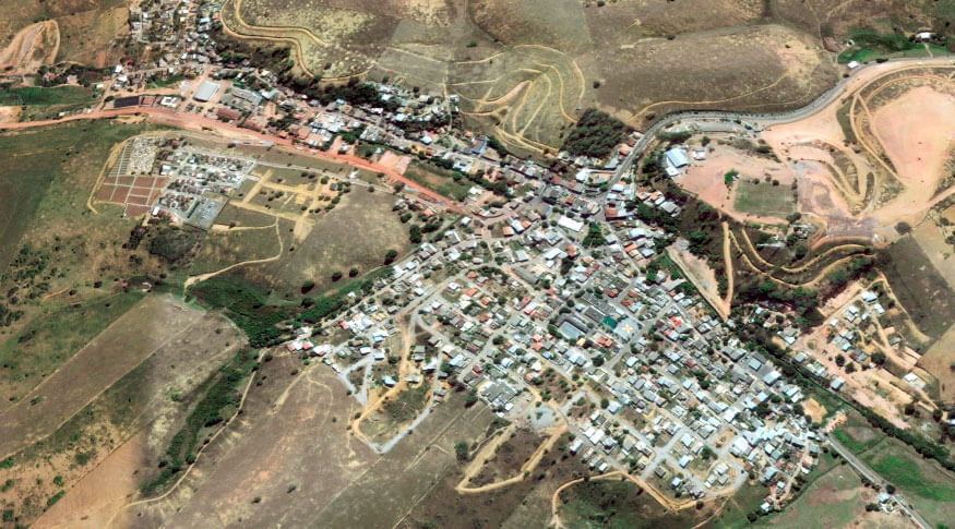 #PraCegoVer imagem de satélite da cidade de Presidente Kennedy, Espírito Santo