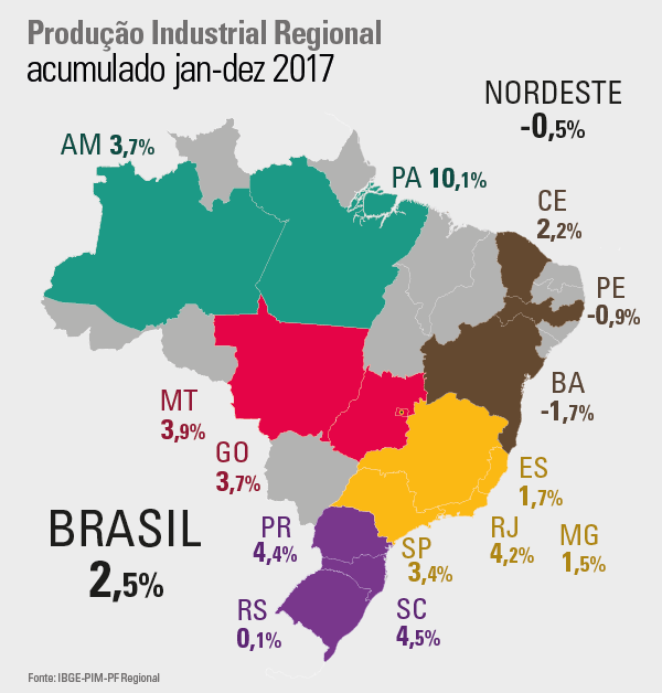 #PraCegoVer mapa do Brasil com os estados do levantamento em destaque acompanhados dos respectivos percentuais
