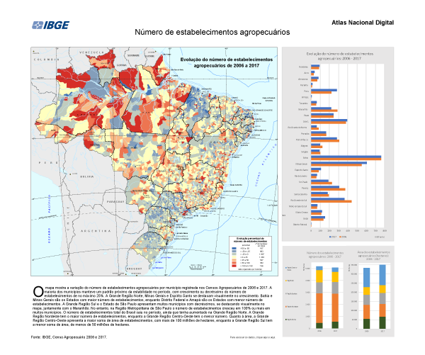 #praCegoVer Caderno temático traz  52 pranchas com mapas, gráficos e textos elaborados a partir dos dados preliminares do Censo Agropecuário 2017