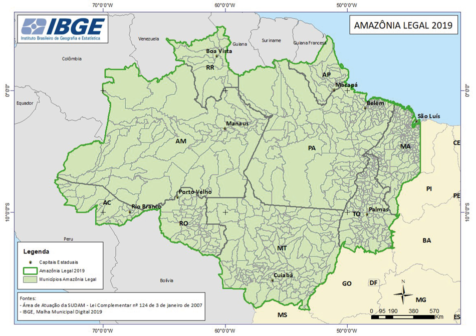 mapa da Amazônia Legal